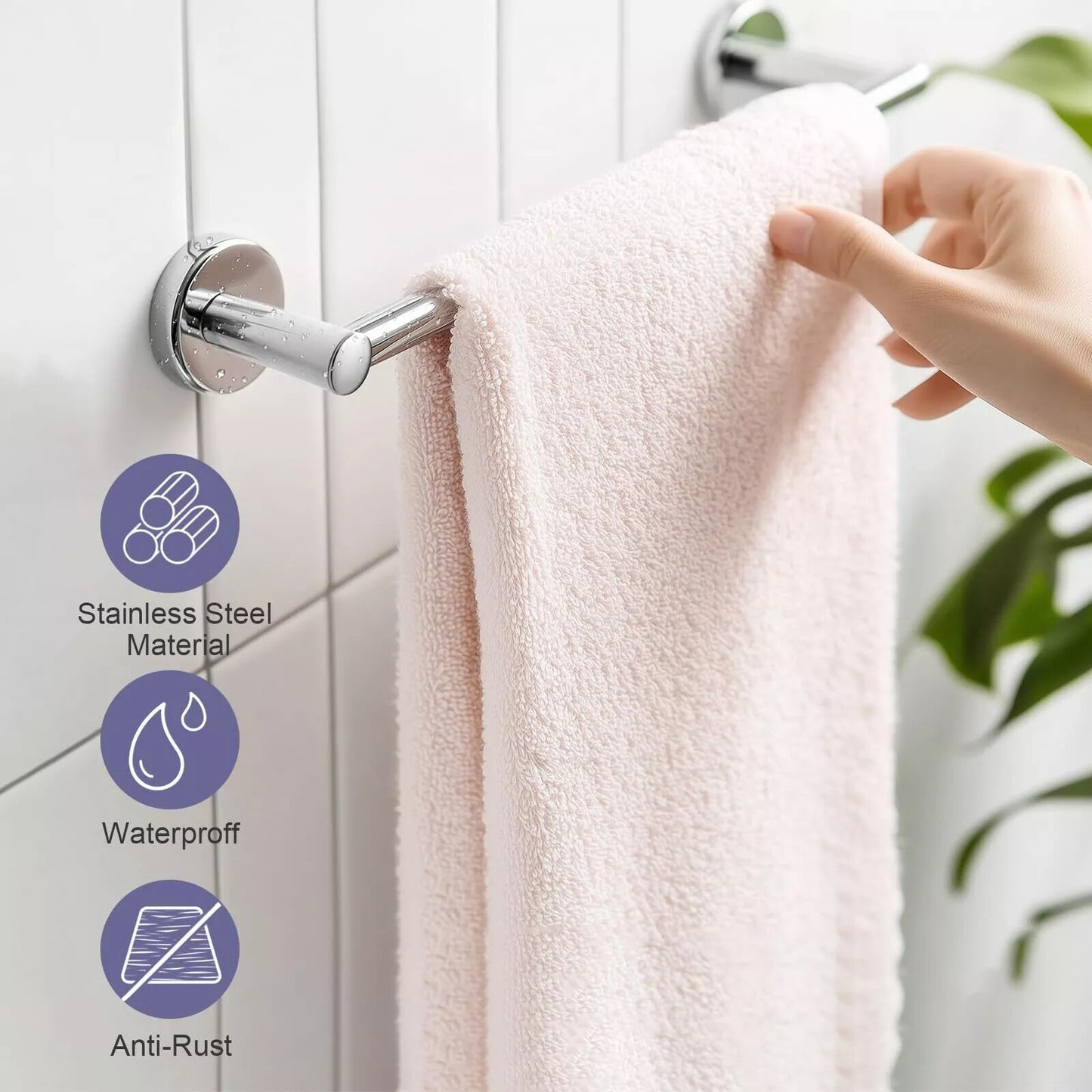 50cm 60cm Single Towel Bar Bracket Wall Mounted Towel Holder Bathroom Kitchen