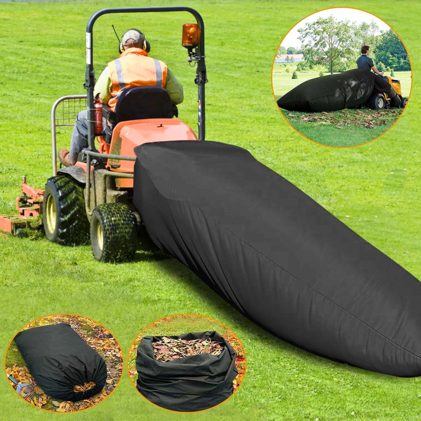 1Pc Lawn Tractor Leaf Bag 54 Cubic Feet Standard Garden Waste Collecting Bag With 112in Opening For Riding Lawn Mower Rubbish Bag Outdoor