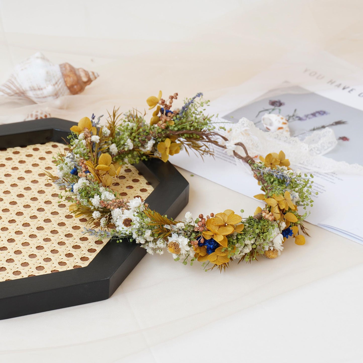 Gypsophila Crown, Dried Flower Crown, Bridal Wedding, Daily Party, Birthday Suitable Crown