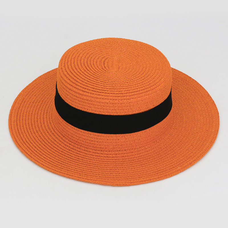 21 Color Square Buckle Dome Panama Lafite Flat Straw Hat