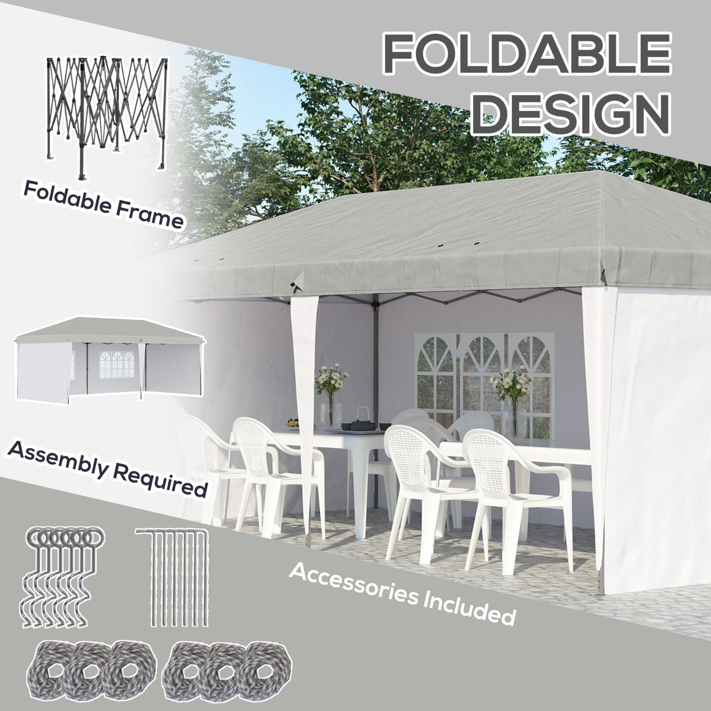 Outsunny 10' X 20' Pop Up Canopy Tent With 4 Sidewalls, Heavy Duty Tents For Parties, Outdoor Instan
