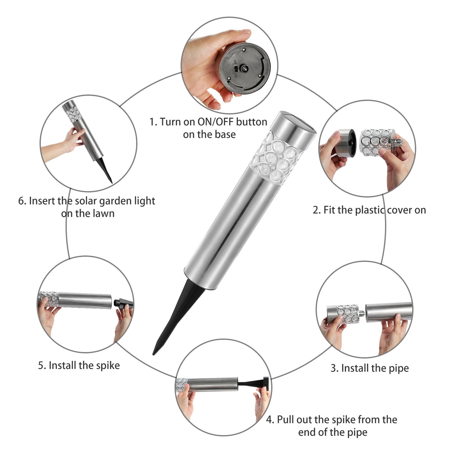 6Pcs Solar Pathway Light IP44 Waterproof 3 RGB Color Changing For Yard Garden Pathway Walkway