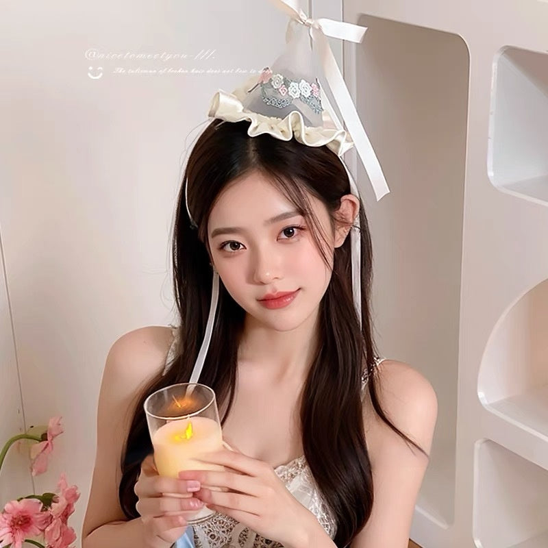 Cream Style Birthday Hat Barrettes High-grade Embroidery Birthday Hat