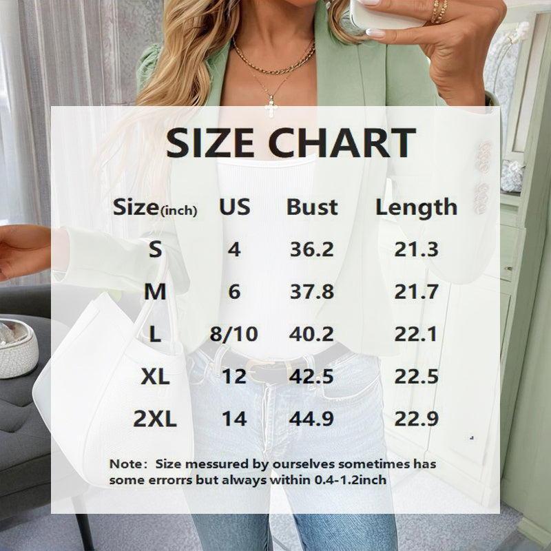 Women's Lapel Casual Sport Jacket Long Sleeve Button Front Blazer, Solid Color Jacket For Spring & Fall