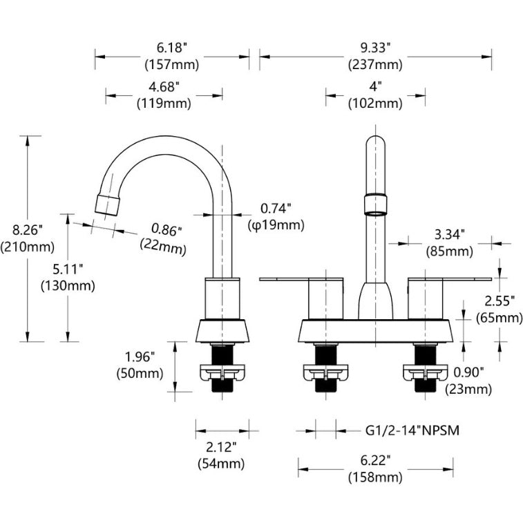 2 Handles Bathroom Sink Faucet, Brushed Nickel Centerset RV Bathroom Faucets For 2 3 Hole