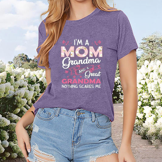 Women's Letter Print Round Neck Short Sleeve T-Shirt, Casual Summer Top