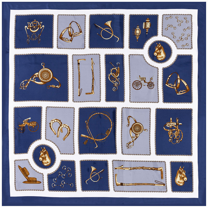 Ladies Carriage Print 130cm Twill Silk Shawl Scarf