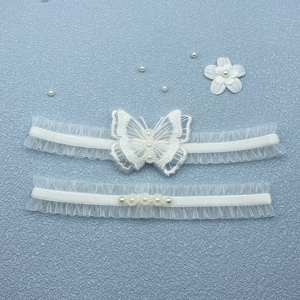 Butterfly Pearl Garter Sexy Elastic Leg Ring