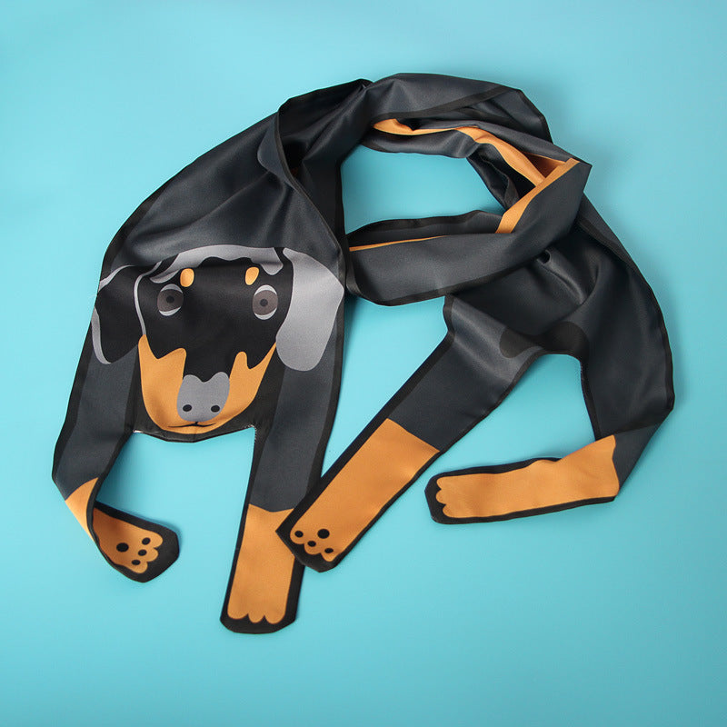 Small Scarf With Hair Band, Wild Decoration Long Small Silk Scarf Tied With Bag, Handle Scarf