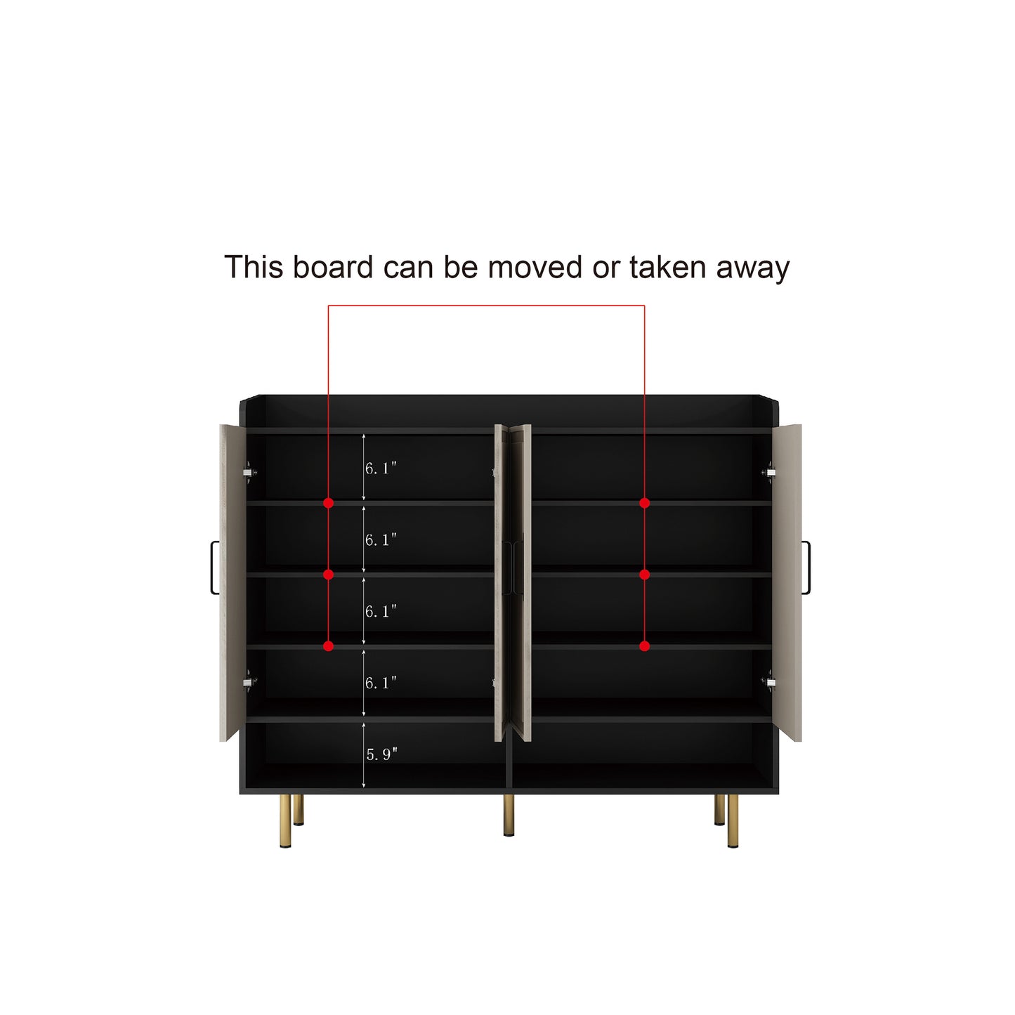 Sideboard,Shoe Cabinet With 4 Doors Large Modern Shoe Storage Organizer Cabinet With Adjustable Shelves For Entryway Slim Black Shoe Rack Cabinet For Closet