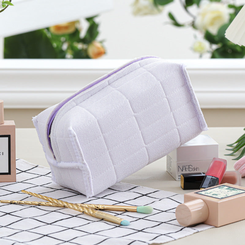 4pcs Cute Fluffy Cosmetic Bag Female Large Capacity Senior Sense Portable Autumn And Winter Plush Storage Bag