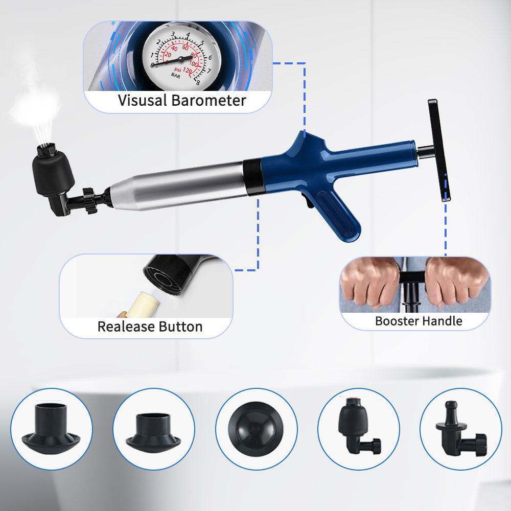 High Pressure Air Toilet Unclogged For Toilets, Bathroom Floors, Sinks, And Pipe Blockages