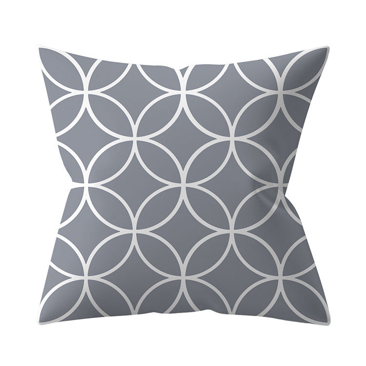 Gray Geometric Polyester Pillow Cover Cross-border Hot Sale Silver Gray Sofa Cushion Cushion Cover