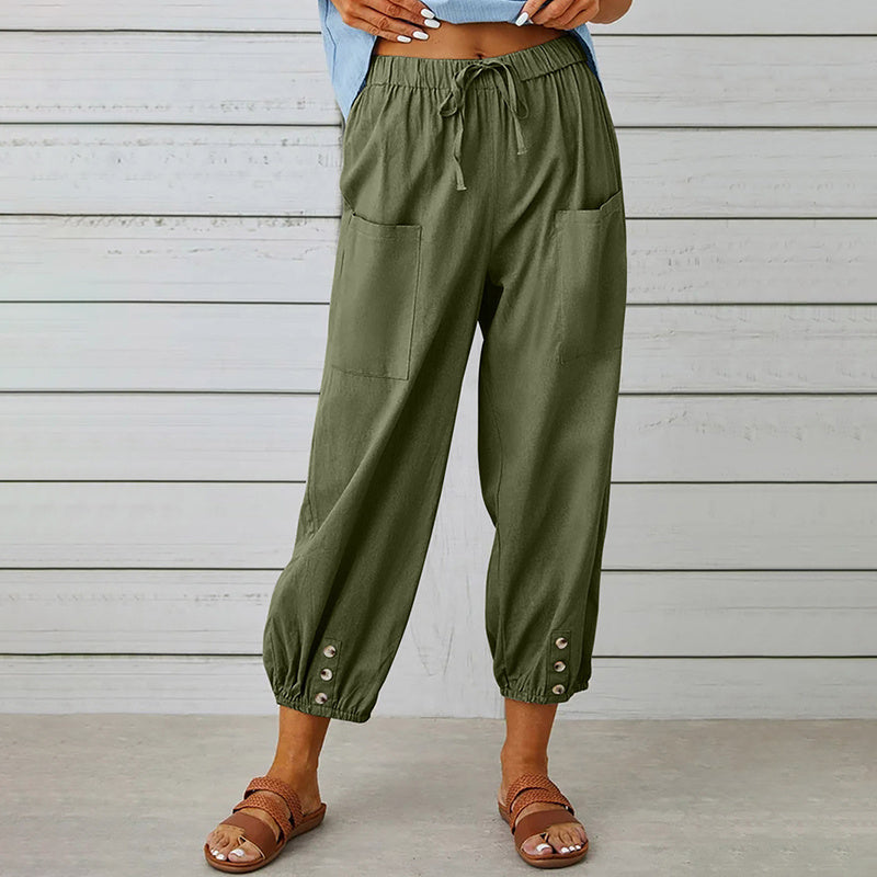 Effortless Drawstring Capris - Women's Wide Leg Casual Summer Pants With Adjustable Waist