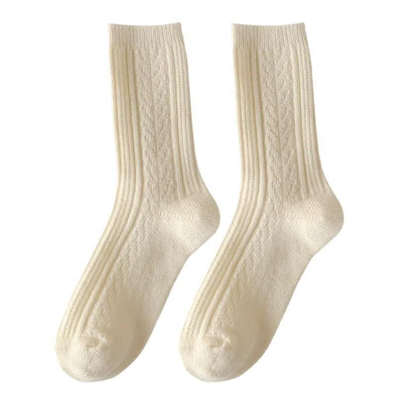 Milky White Twist Wool Socks Children