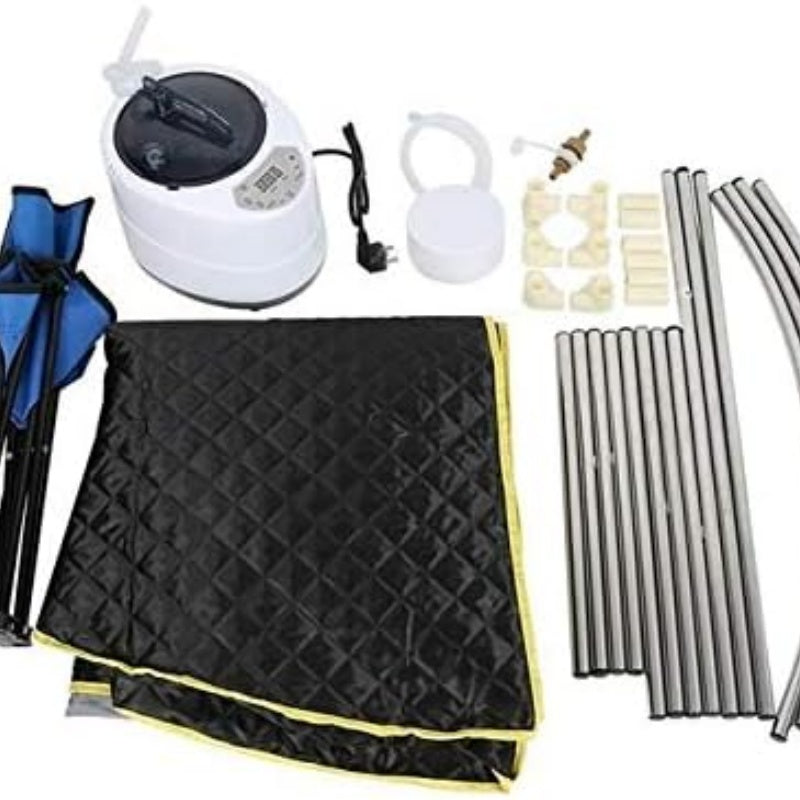 Portable Steam Sauna Kit, Home Black Sauna, With Folding Chair, Stainless Steel Pipe Support, Personal Spa For Insomnia Relief