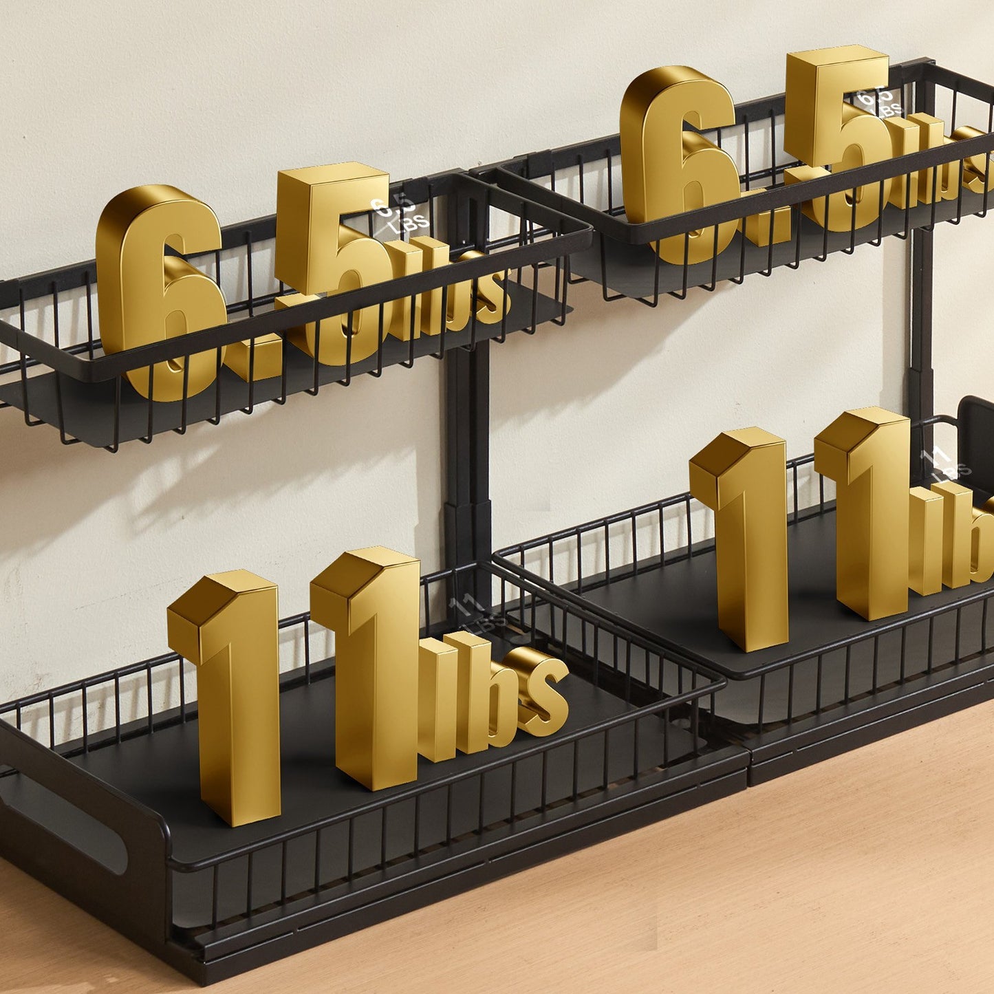 2-Tier Wire Pull Out Cabinet Under Sink Organizer Drawer Basket 2PCS