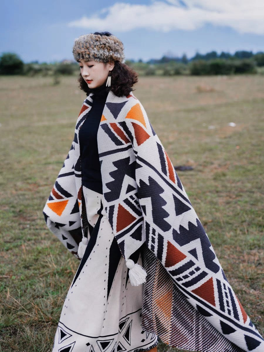 Casual Bohemian Knitted Shawl Ethnic Style Photo Cape Women's Scarf