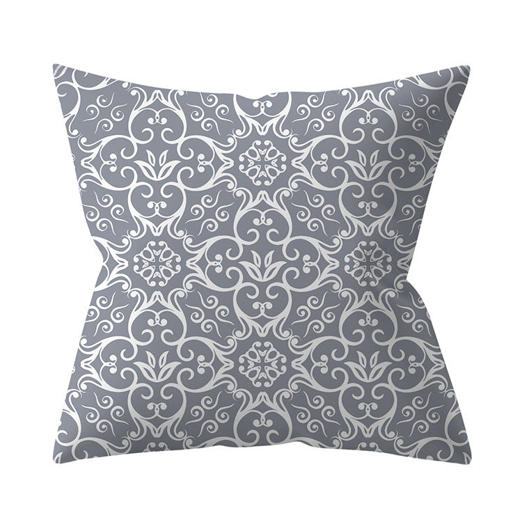 Gray Geometric Polyester Pillow Cover Cross-border Hot Sale Silver Gray Sofa Cushion Cushion Cover