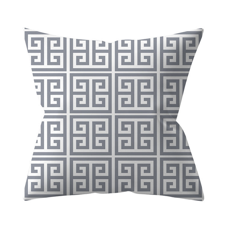 Gray Geometric Polyester Pillow Cover Cross-border Hot Sale Silver Gray Sofa Cushion Cushion Cover
