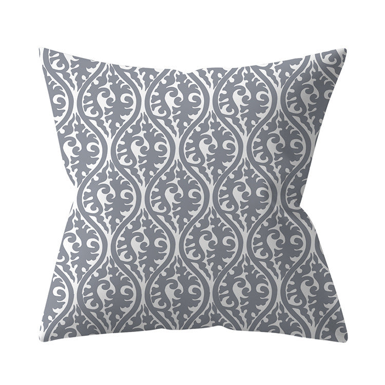 Gray Geometric Polyester Pillow Cover Cross-border Hot Sale Silver Gray Sofa Cushion Cushion Cover