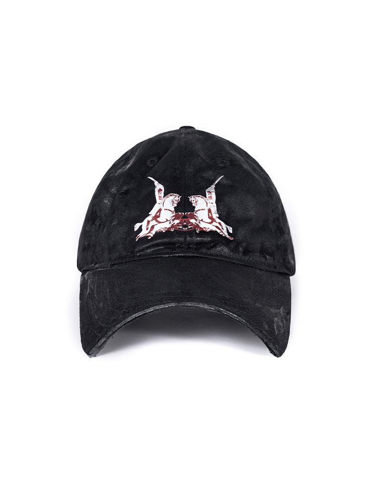 Wax Brush Peaked Cap Men And Women Street Hip Hop Print Baseball Hat