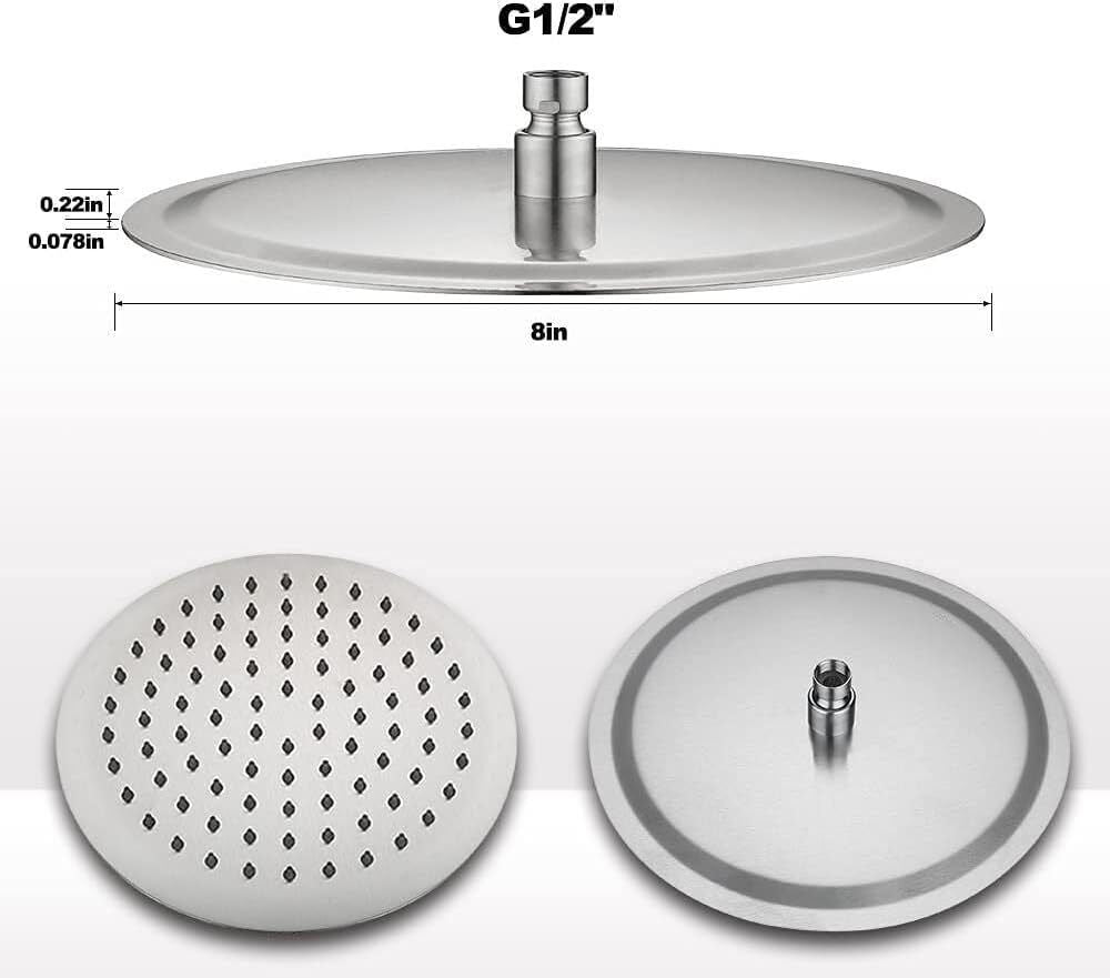 8 Round Shower Head Chrome Stainless Steel Rainfall Overhead Bathroom Large UK