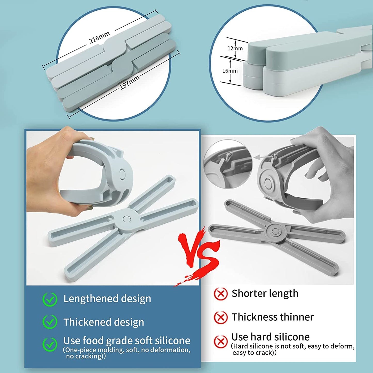 3 Pack Non-Slip Thick Foldable Silicone Trivets, Heat-Resistant Folding Pad, Eco Expanding Silicone Pot Holder, Hot Pad With Collapsible Cross Design Save Much Space Silicone Heat Resistant Pad