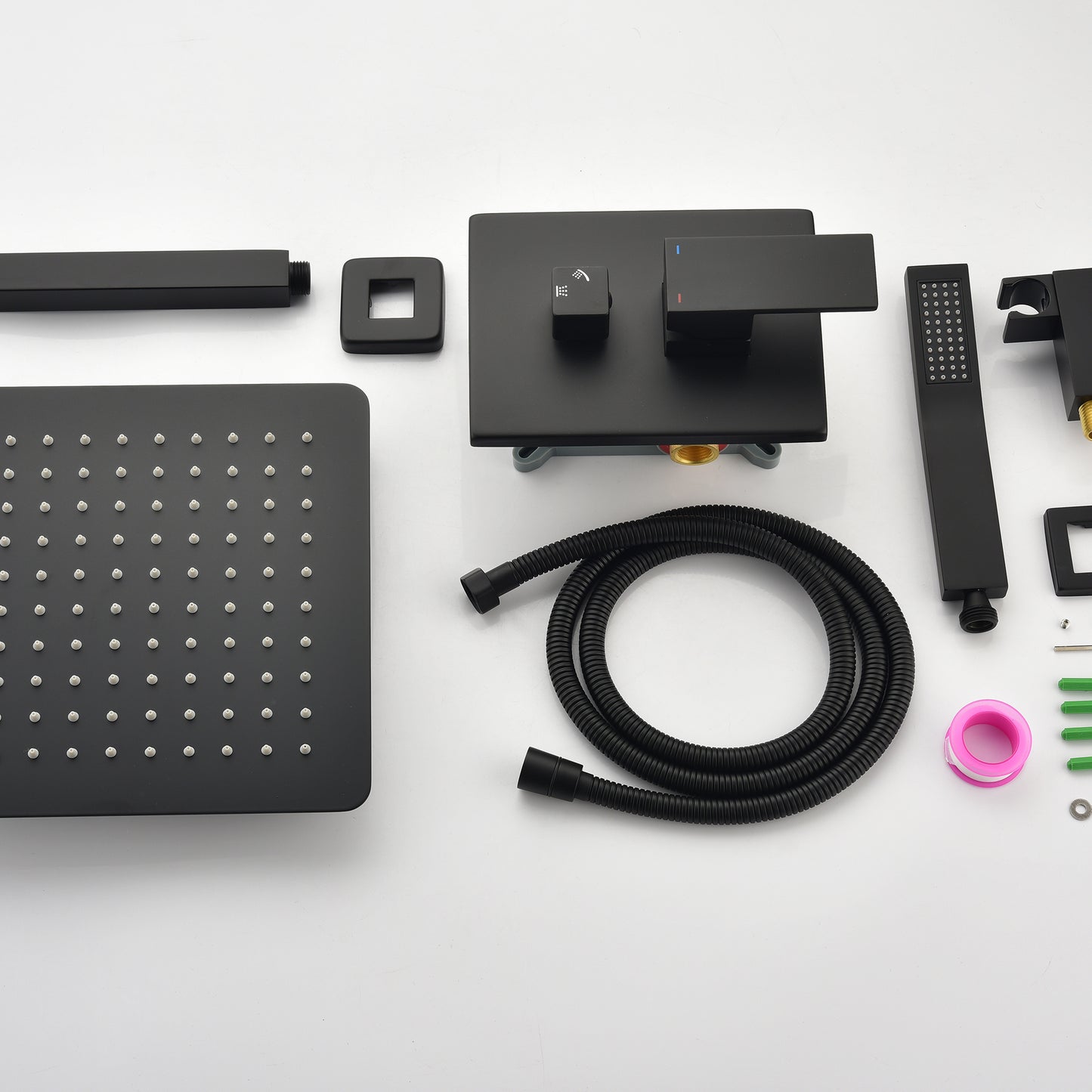 Matte Black Shower Set System Bathroom Luxury Rain Shower Combination Set Ceiling Mounted Showerhead Showerhead Faucet