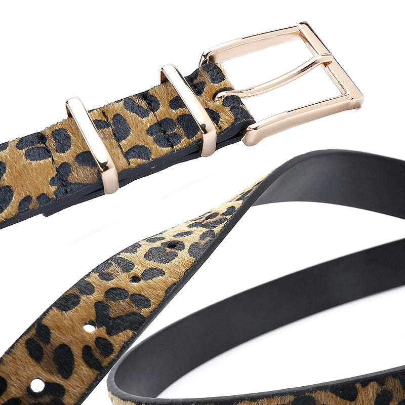 Female Ornament Creative Style Leopard Print Horse Hair Women's Belt