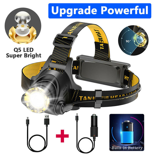 LED Headlamp Rechargeable Head Torch Zoom Headlight Lamp Powerful Flashlight Fishling Driving Camping Light With 3 Modes Work Light