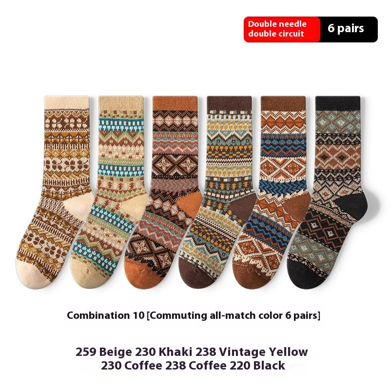 Retro Ethnic Style Artistic Wear Middle Tube Cotton Socks
