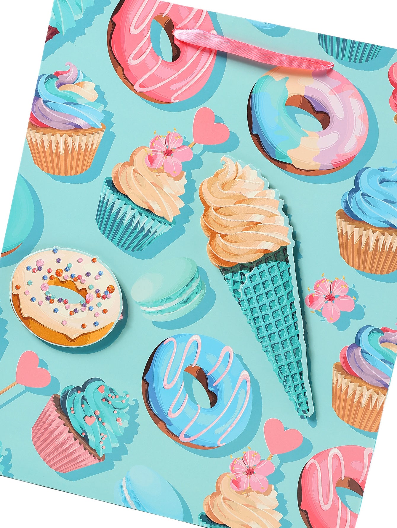 Set Of 12  Cool Summer Ice Cream Dessert Cartoon Pattern Gift Bag Made Of Selected Ivory Paper, Available For Wholesale In Stock