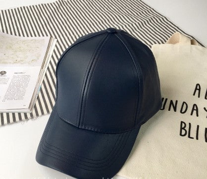 Summer Leather Solid Color Retro Classic Leather Baseball Cap