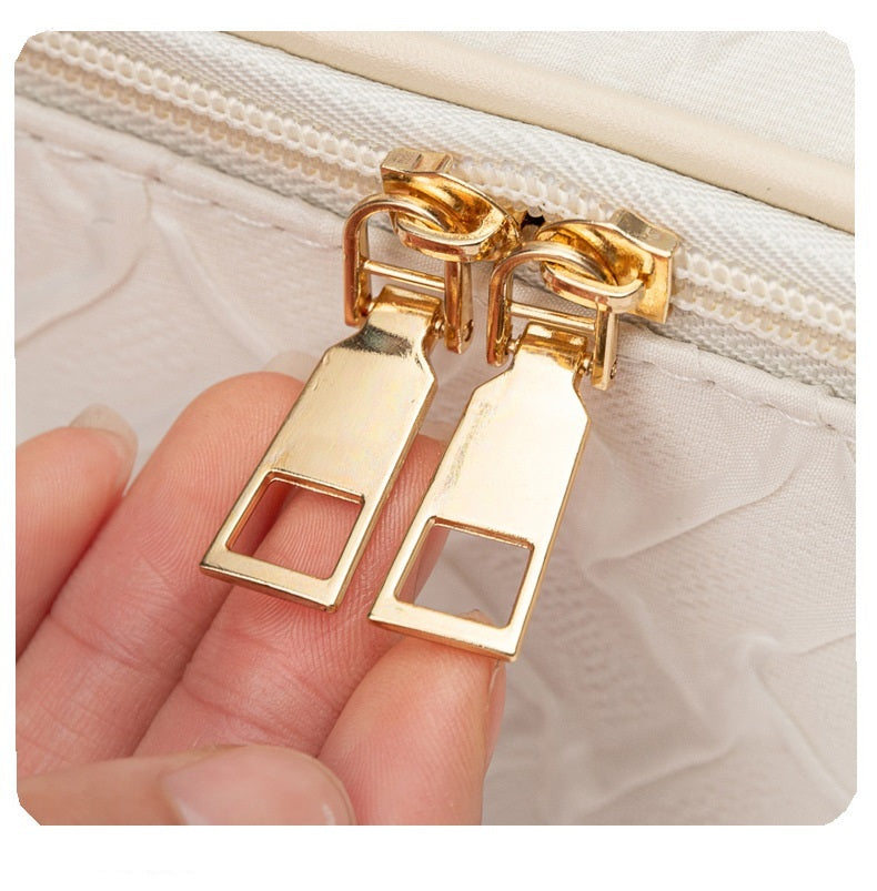 White Umizolco Premium Large CapacityPortable Travel Makeup Bag, Multi-functionalCosmetic Organizer, Stain-resistant, HandheldSquare Bag