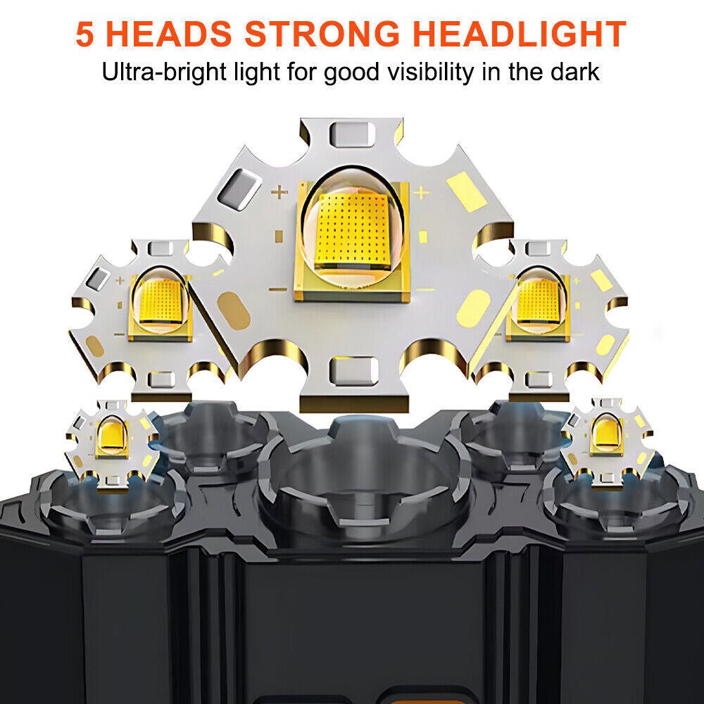 USB  LED Headlamp Rechargeable LED Lamp Headlight Head Torch Cable Light