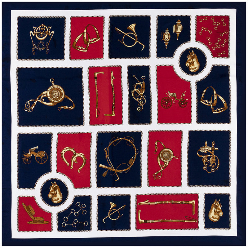 Ladies Carriage Print 130cm Twill Silk Shawl Scarf