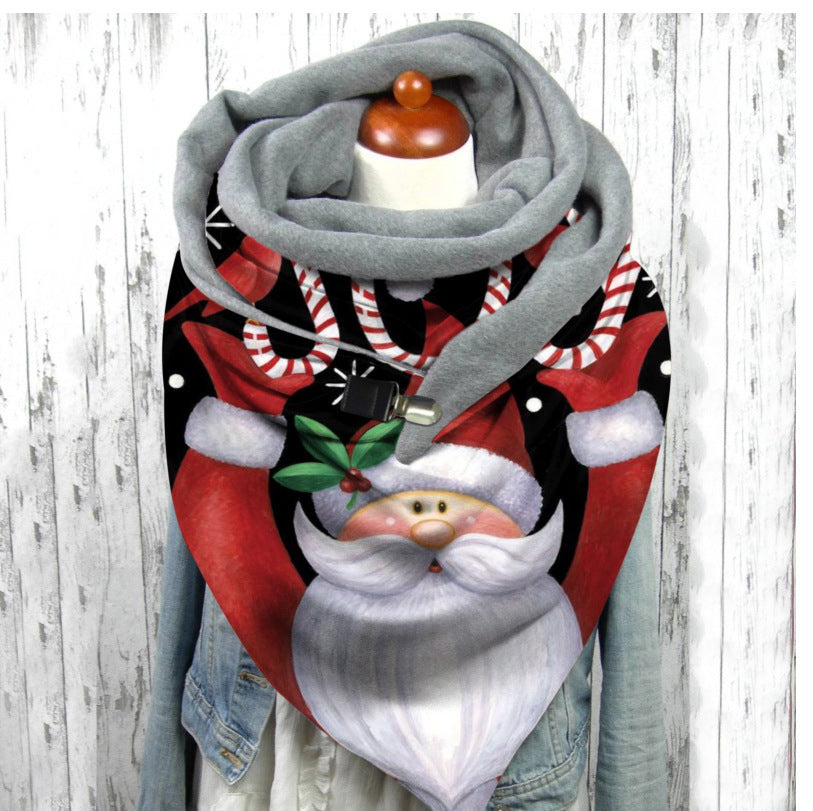 Women's Warm Cashmere Christmas Print Scarf