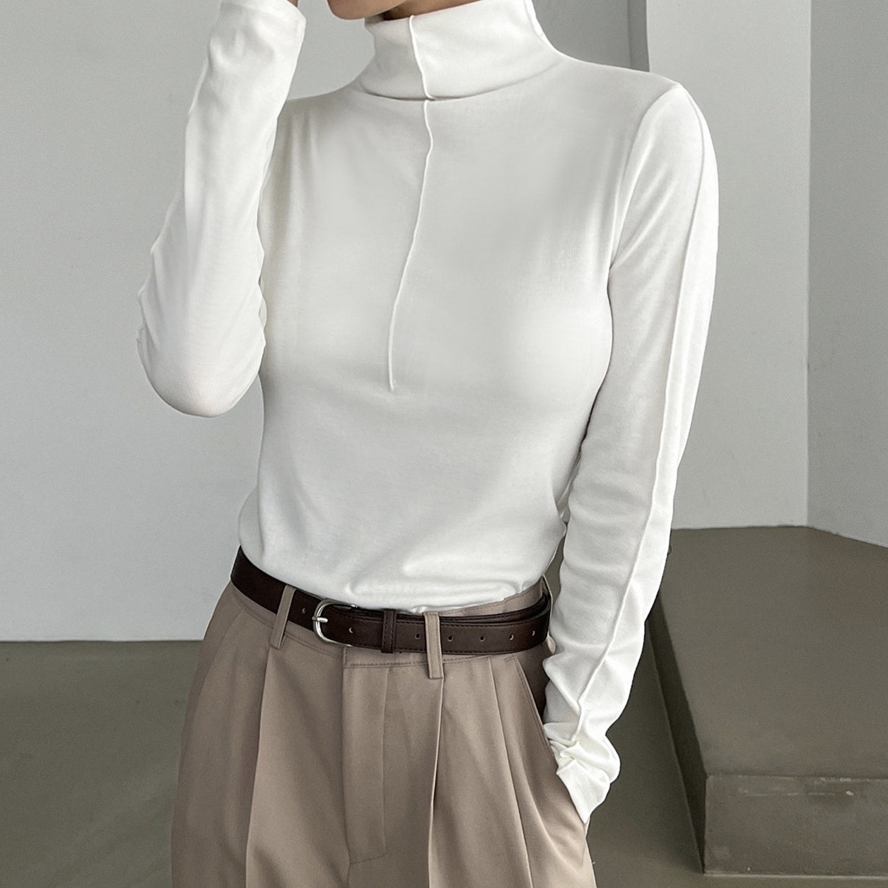 Women's Solid Color Top Fashionable Velvet Texture Fashionable T-shirt Long Sleeved