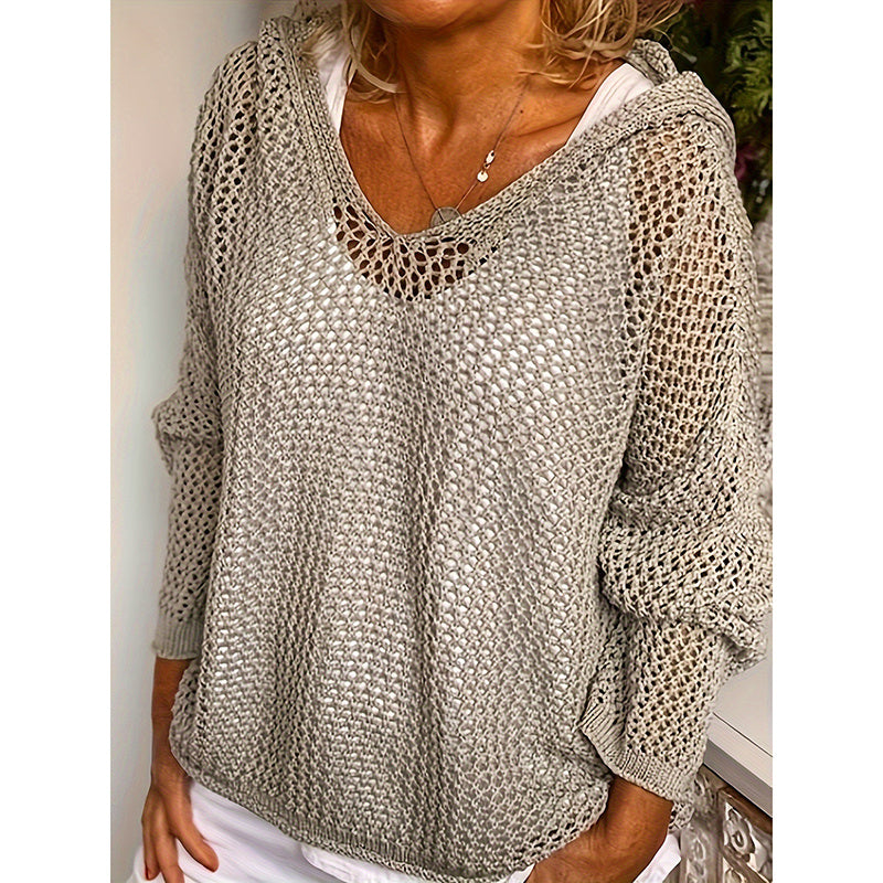 Women Fall Hoodies Sweater Knit V Neck Tops Casual Long Sleeve Pullover Shirts