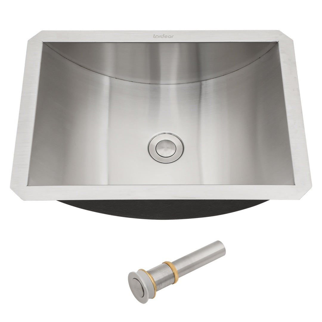 Brushed Nickel Stainless Steel Undermount Bathroom Sink With Pop-Up Drain, Easy To Clean, Durable, Noise-Reducing