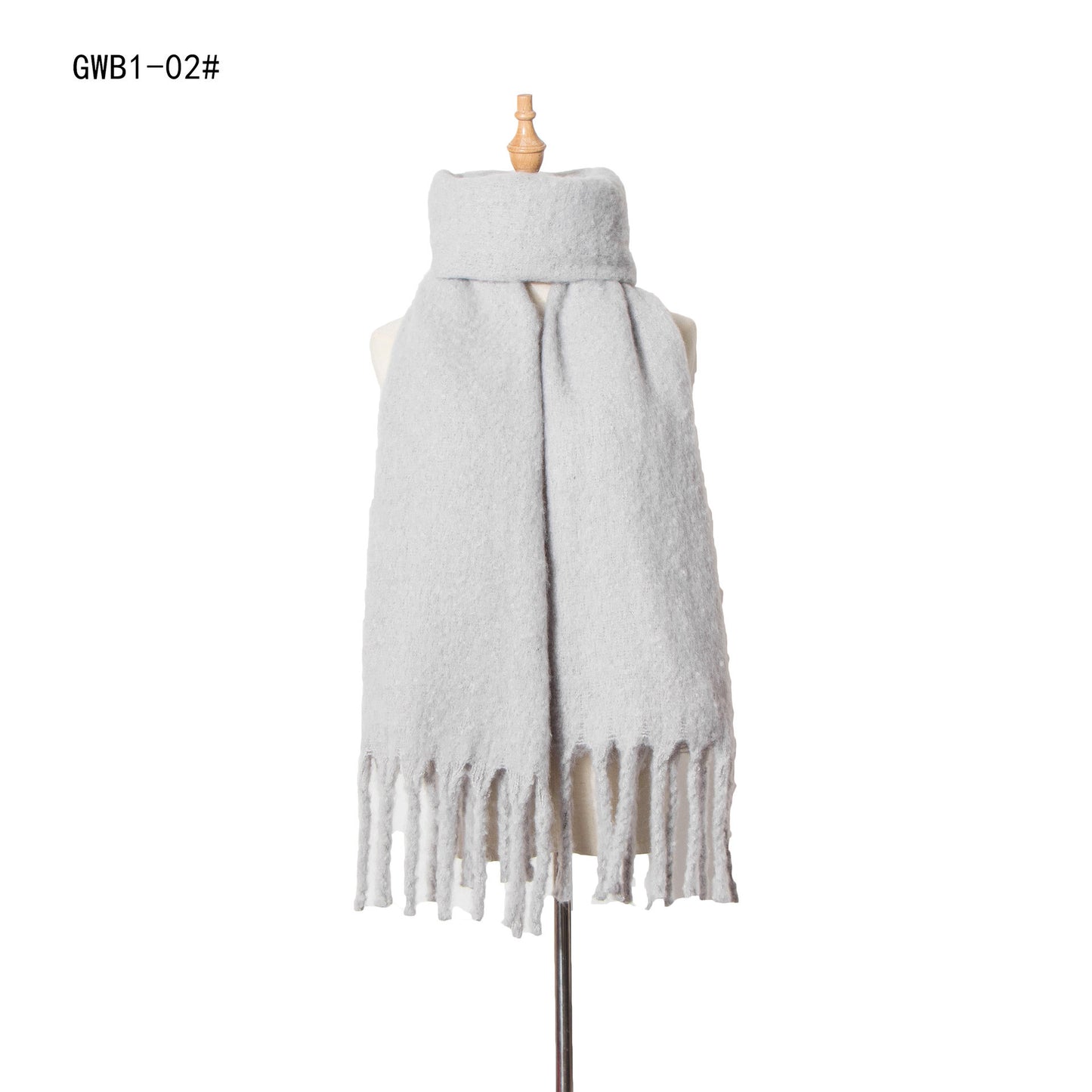 New Style Thick Fringed Circle Sand Solid Color Scarf For Ladies