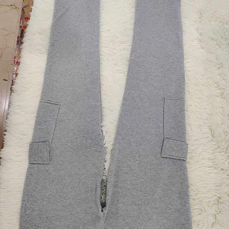 Women's Solid Color Straight Leg Pants - Stretchy Drawstring Waist With Dual Pockets Casual Trousers For Spring&Fall