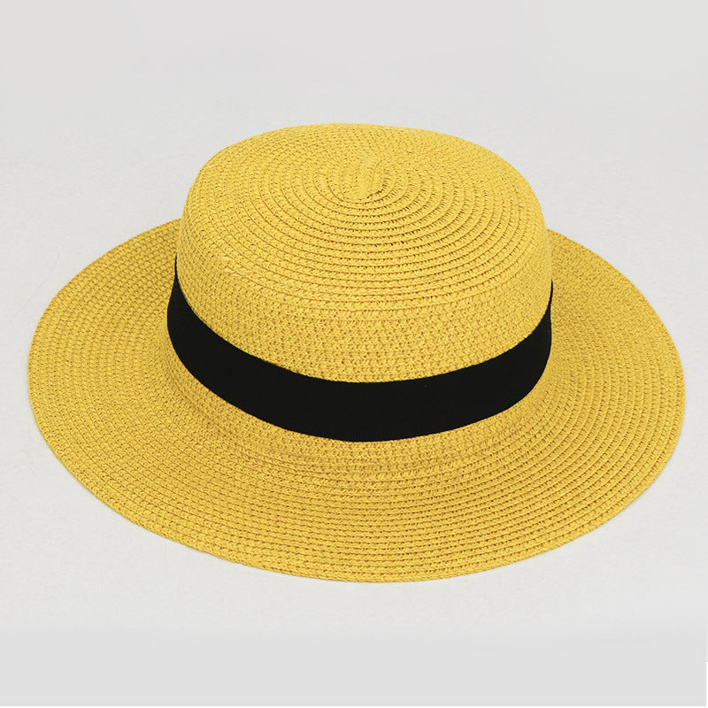 21 Color Square Buckle Dome Panama Lafite Flat Straw Hat
