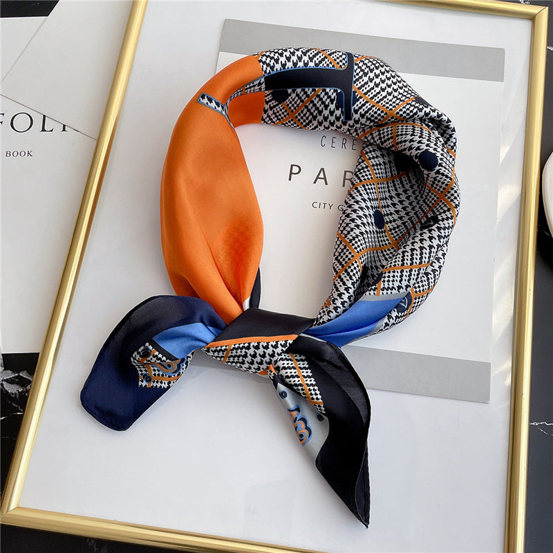 Women's Striped Silk Scarf Color Matching Versatile Printing Silk