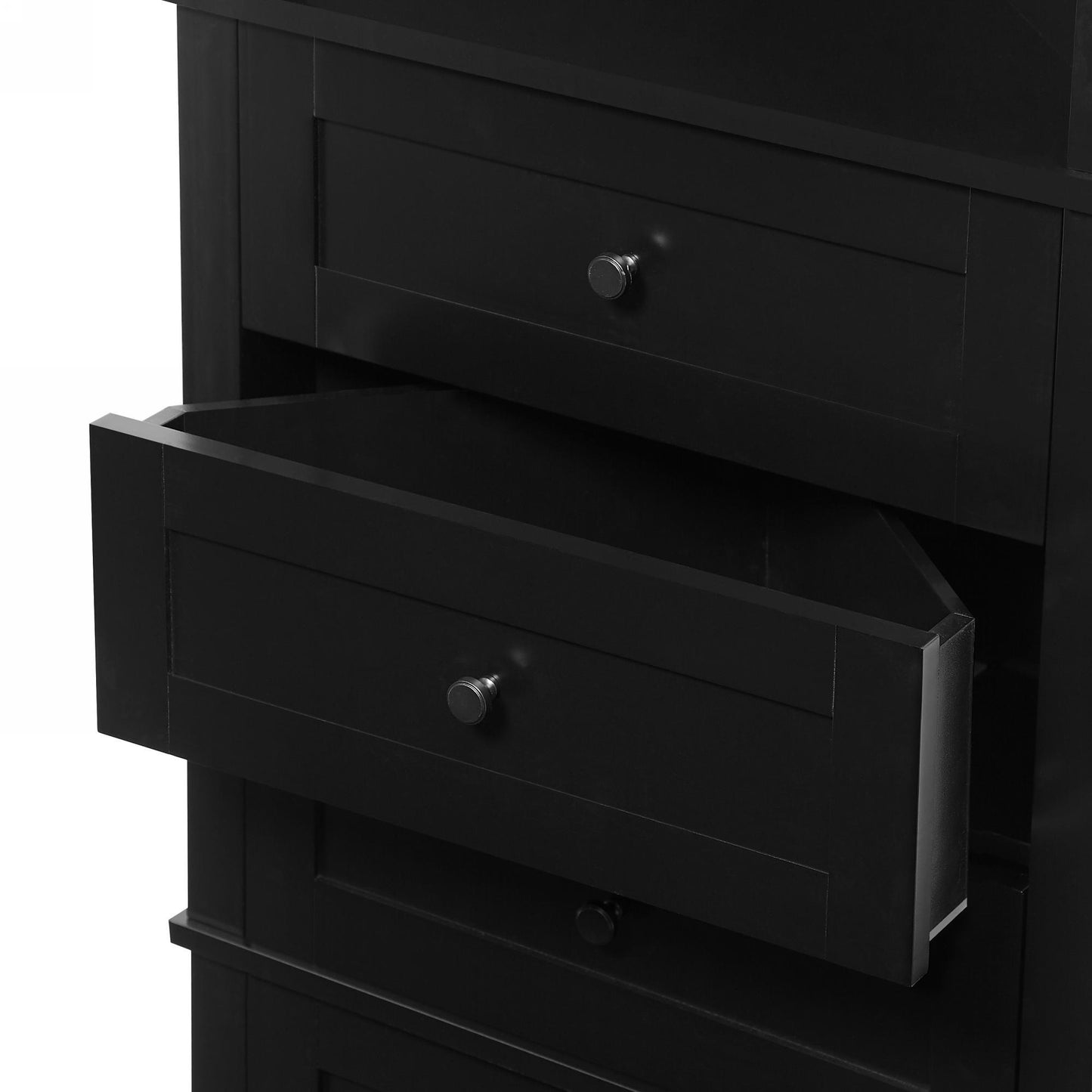 Black Triangular High Cabinet With 3 Drawers And Adjustable Shelves, Suitable For Bathroom, Kitchen Or Living Room, Prohibited Platform Temu