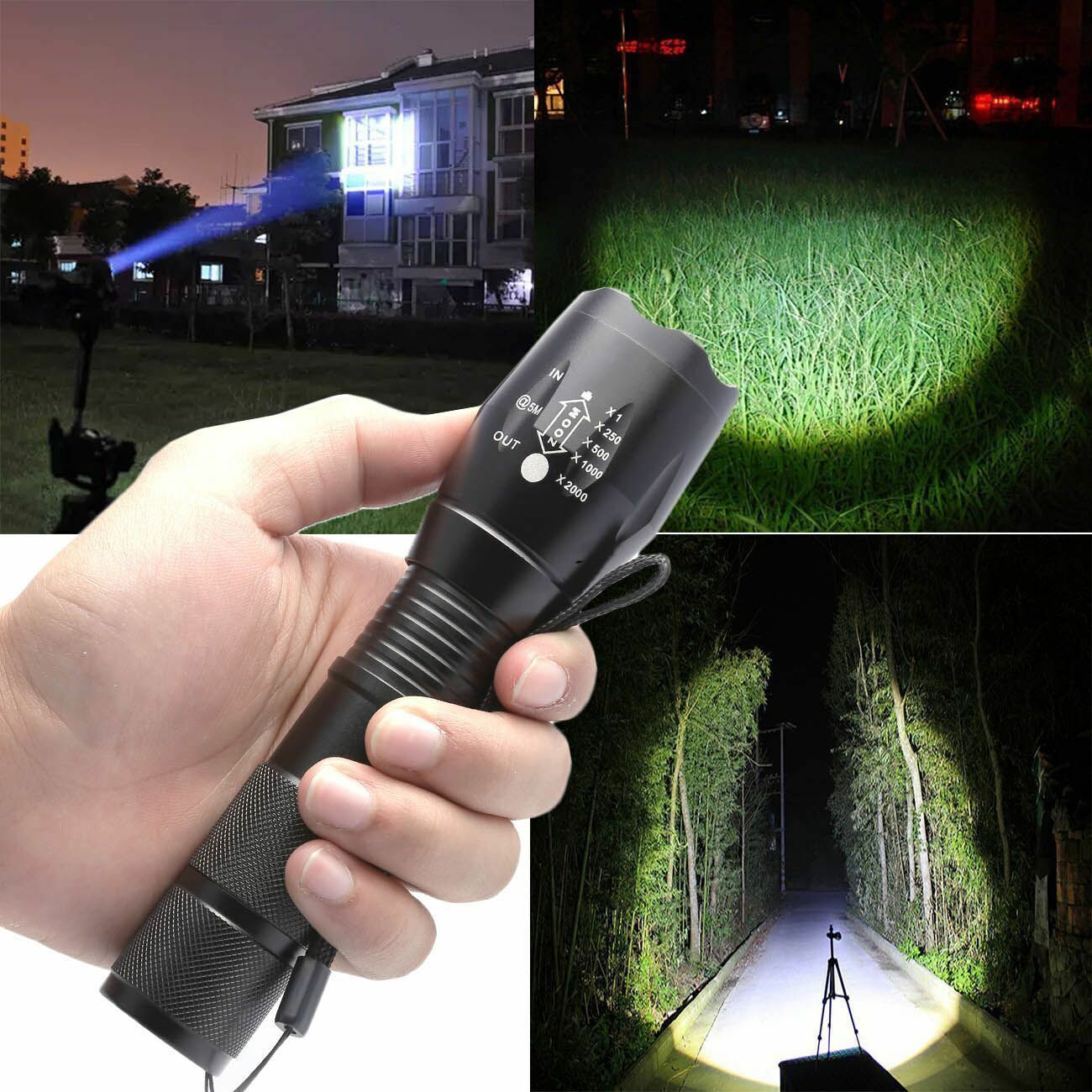 2PCS 1200000LM USB Rechargeable LED Flashlight Super Bright Torch Tactical Lamp