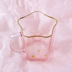 Italian Five Pointed Star Gold Rim Transparent High Borosilicate Glass Cup