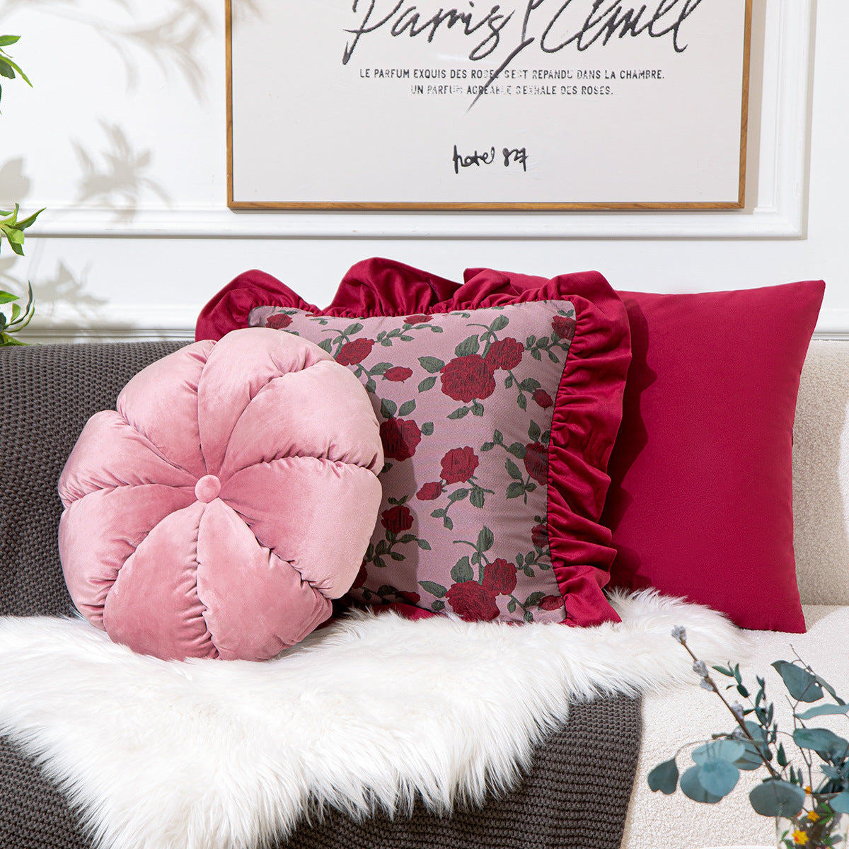Living Room Vintage Ruffled Sofa Cushion