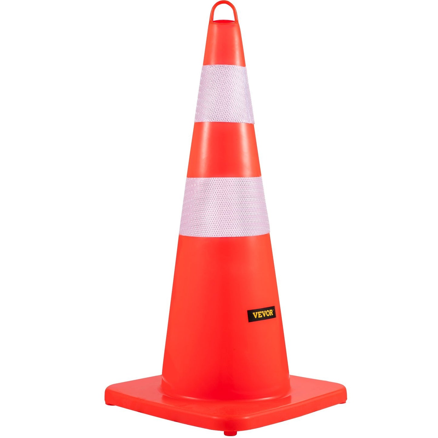 VEVOR Safety Cones, 10PCS Traffic Cones, PVC Orange Construction Cones, 2 Reflective Collars Traffic Cones With Weighted Base And Hand-Held Ring Used For Traffic Control, Driveway Road Parking